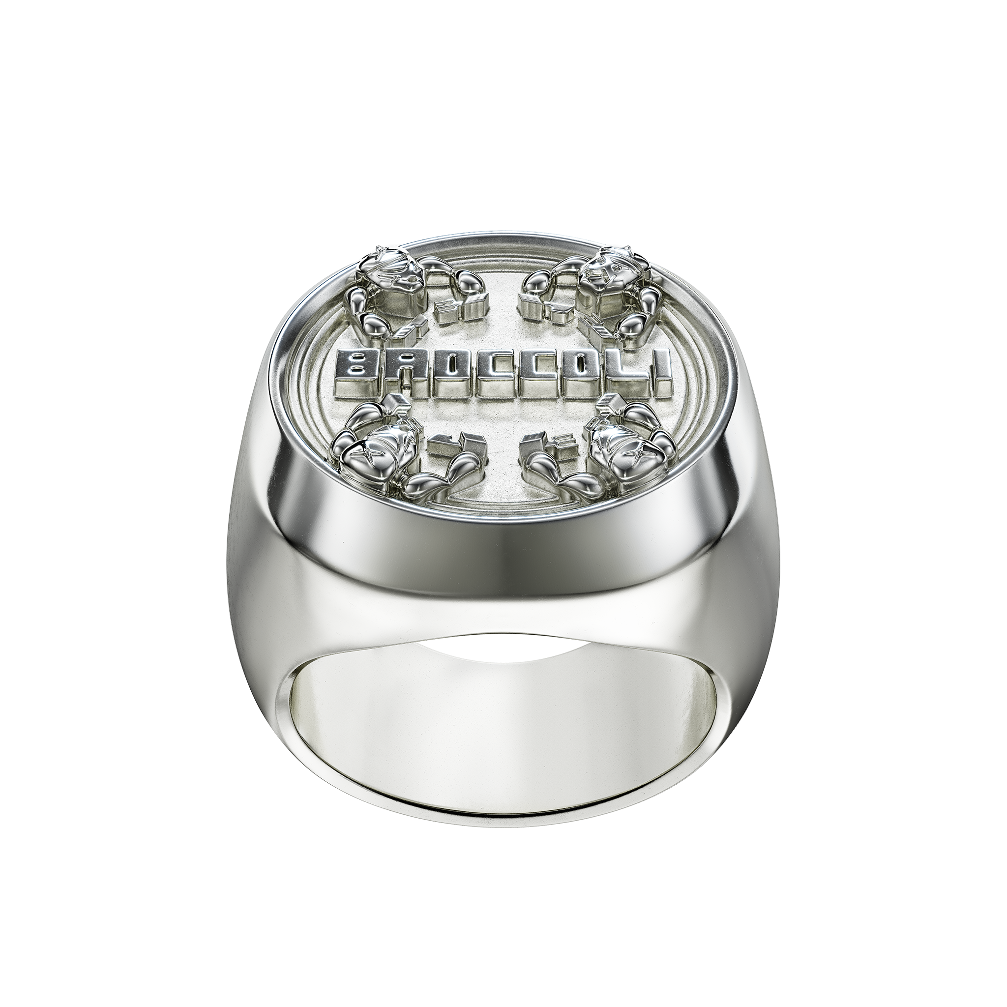A detail of Broccoli Ring in Silver